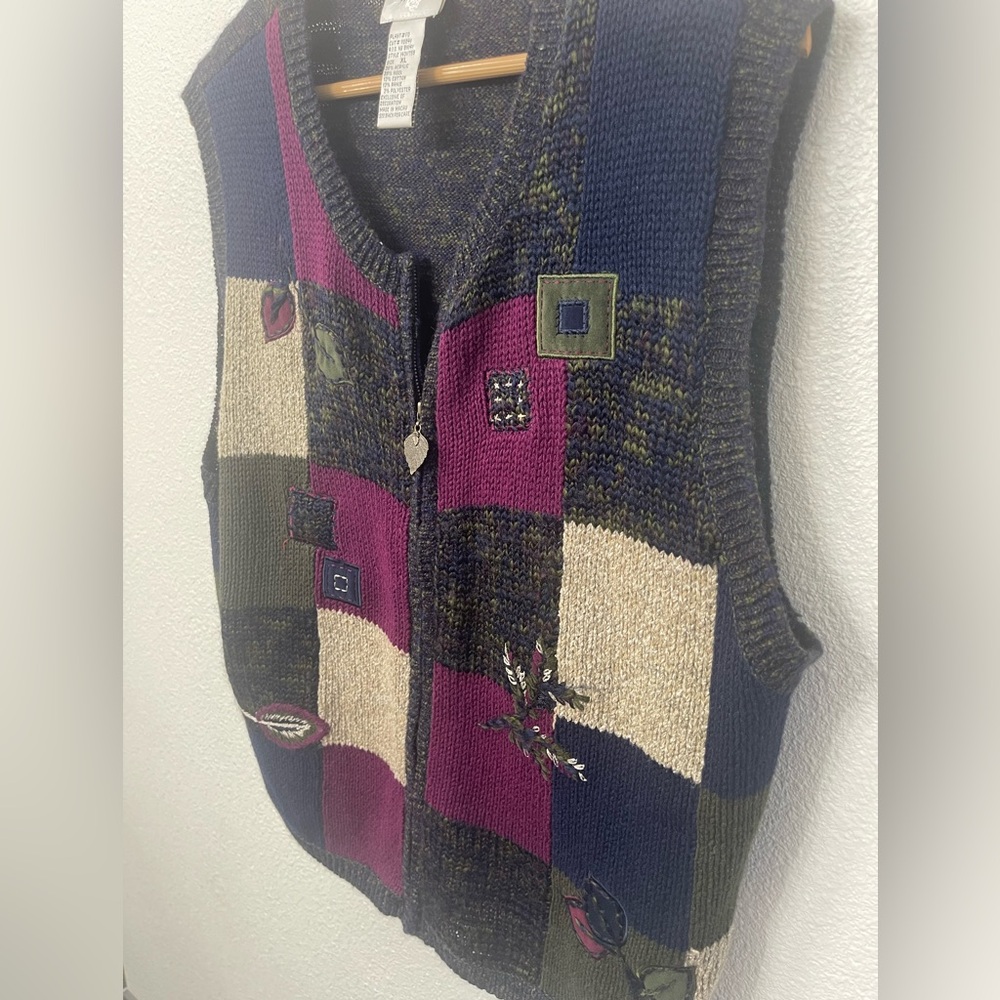 Koret Multicolor Patchwork Sweater Vest With Embr… - image 1